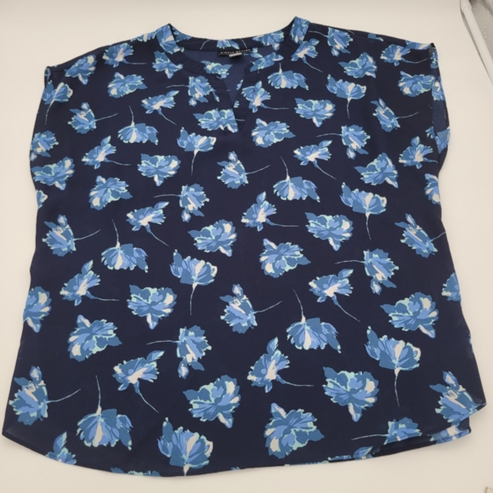 Simply Styled by Sears‎ Blue Floral Sleeveless Shell Sz L